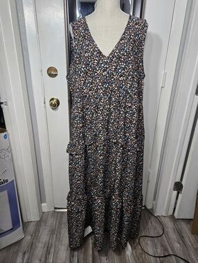 Rusttydustty Bohemian Sleeveless Floral Dress Tiered Sz 2xl NWT